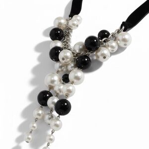 Vintage Handmade Sterling Silver Artisan Pearl Onyx Layered Statement Necklace